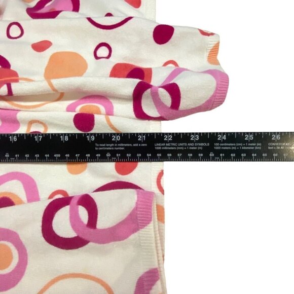 TIMBERLEA Sweater Button Front Long Sleeve White Pink M 63-9 - Picture 10 of 12